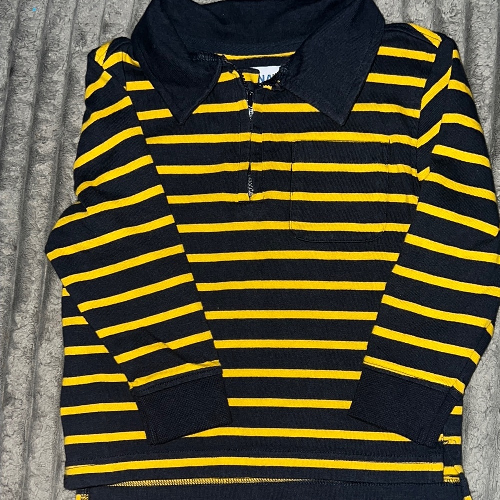 Old Navy Kids Long Sleeve Striped Tee - Black and Yellow